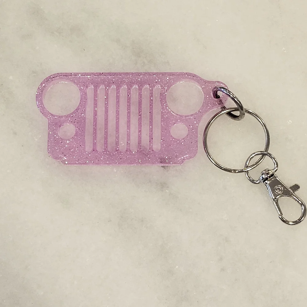 Lavender Glitter Jeep Grill Keychain Phone Accessory